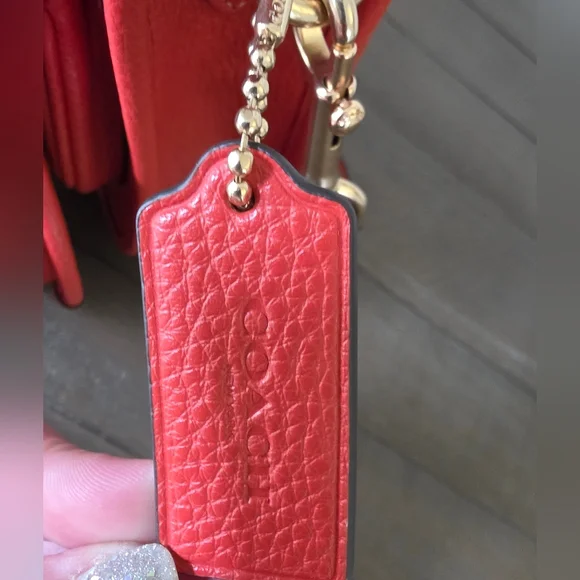 Coach Pennie Crossbody Bag With Coin Purse Mango Red Pebbled Leather-NWOT - Picture 14 of 14